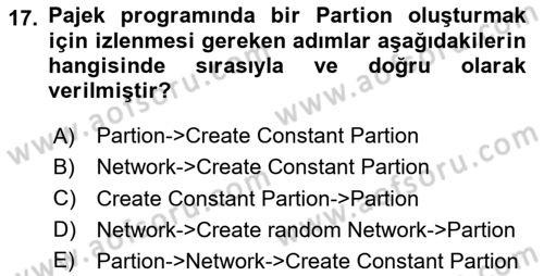 Sosyal Ağ Analizi Dersi 2020 - 2021 Yılı Yaz Okulu Sınavı 17. Soru