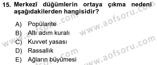 Sosyal Ağ Analizi Dersi 2021 - 2022 Yılı (Vize) Ara Sınav Soruları 15. Soru