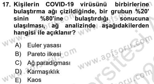 Sosyal Ağ Analizi Dersi 2021 - 2022 Yılı (Vize) Ara Sınav Soruları 17. Soru