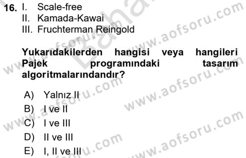 Sosyal Ağ Analizi Dersi 2021 - 2022 Yılı (Final) Dönem Sonu Sınav Soruları 16. Soru