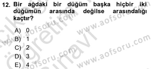 Sosyal Ağ Analizi Dersi 2022 - 2023 Yılı Yaz Okulu Sınav Soruları 12. Soru