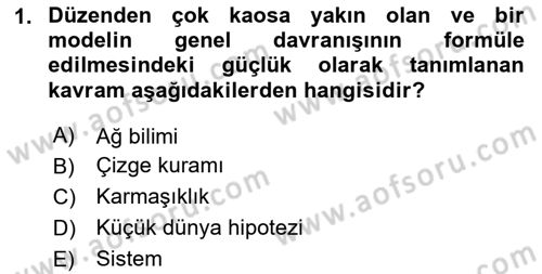 Sosyal Ağ Analizi Dersi 2023 - 2024 Yılı (Vize) Ara Sınav Soruları 1. Soru