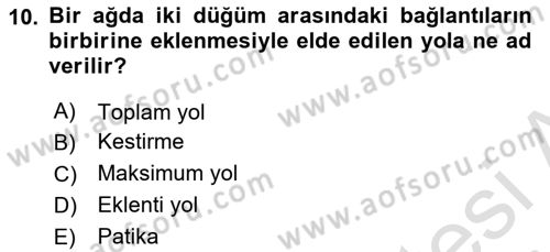 Sosyal Ağ Analizi Dersi 2023 - 2024 Yılı (Vize) Ara Sınav Soruları 10. Soru