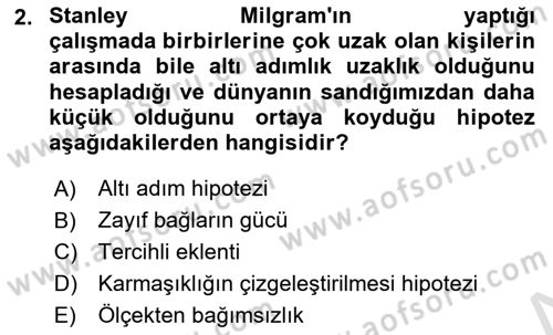 Sosyal Ağ Analizi Dersi 2023 - 2024 Yılı (Vize) Ara Sınav Soruları 2. Soru