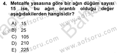 Sosyal Ağ Analizi Dersi 2023 - 2024 Yılı (Vize) Ara Sınav Soruları 4. Soru