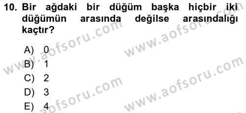 Sosyal Ağ Analizi Dersi 2023 - 2024 Yılı (Final) Dönem Sonu Sınav Soruları 10. Soru