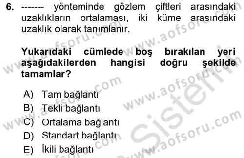 Sosyal Ağ Analizi Dersi 2023 - 2024 Yılı (Final) Dönem Sonu Sınav Soruları 6. Soru