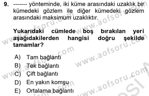 Sosyal Ağ Analizi Dersi 2023 - 2024 Yılı Yaz Okulu Sınav Soruları 9. Soru