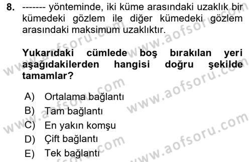 Sosyal Ağ Analizi Dersi 2024 - 2025 Yılı (Final) Dönem Sonu Sınav Soruları 8. Soru