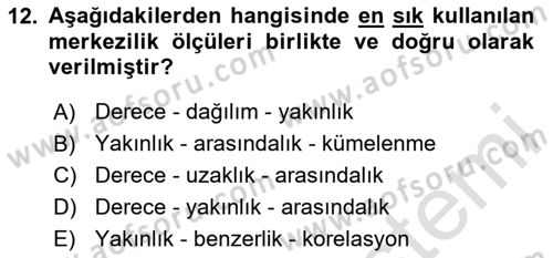 Sosyal Ağ Analizi Dersi 2024 - 2025 Yılı Yaz Okulu Sınav Soruları 12. Soru