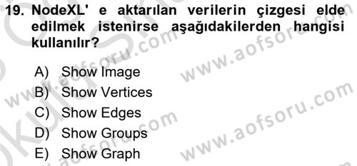 Sosyal Ağ Analizi Dersi 2024 - 2025 Yılı Yaz Okulu Sınav Soruları 19. Soru