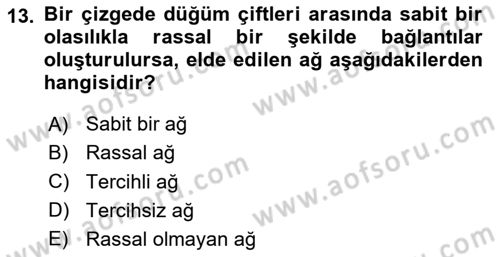 Sosyal Ağ Analizi Dersi 2025 - 2026 Yılı (Vize) Ara Sınav Soruları 13. Soru