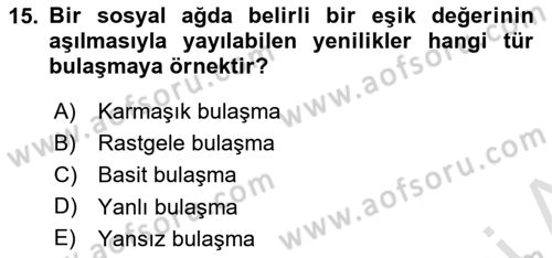 Sosyal Ağ Analizi Dersi 2025 - 2026 Yılı (Vize) Ara Sınav Soruları 15. Soru