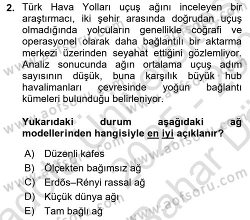 Sosyal Ağ Analizi Dersi 2025 - 2026 Yılı (Vize) Ara Sınav Soruları 2. Soru
