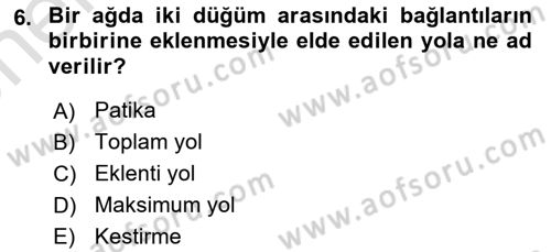 Sosyal Ağ Analizi Dersi 2025 - 2026 Yılı (Vize) Ara Sınav Soruları 6. Soru