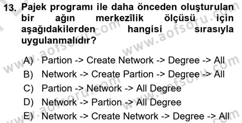 Sosyal Ağ Analizi Dersi 2025 - 2026 Yılı (Final) Dönem Sonu Sınav Soruları 13. Soru