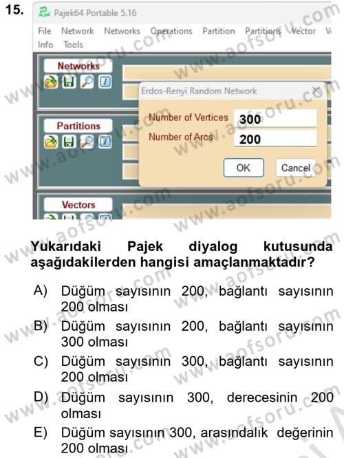 Sosyal Ağ Analizi Dersi 2025 - 2026 Yılı (Final) Dönem Sonu Sınav Soruları 15. Soru