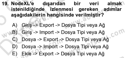 Sosyal Ağ Analizi Dersi 2025 - 2026 Yılı (Final) Dönem Sonu Sınav Soruları 19. Soru