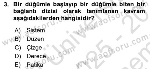 Sosyal Ağ Analizi Dersi 2025 - 2026 Yılı (Final) Dönem Sonu Sınav Soruları 3. Soru