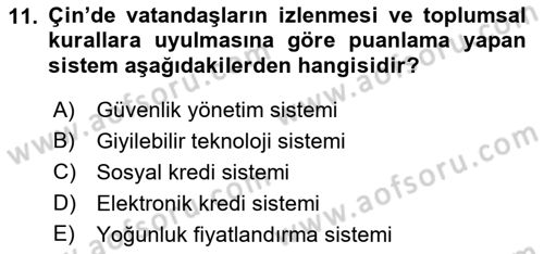 Bilgi Toplumu Ve E-Devlet Dersi 2018 - 2019 Yılı (Final) Dönem Sonu Sınav Soruları 11. Soru