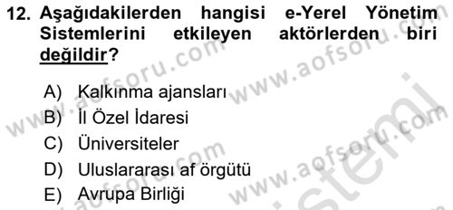 Bilgi Toplumu Ve E-Devlet Dersi 2018 - 2019 Yılı (Final) Dönem Sonu Sınav Soruları 12. Soru