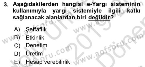 Bilgi Toplumu Ve E-Devlet Dersi 2018 - 2019 Yılı (Final) Dönem Sonu Sınav Soruları 3. Soru