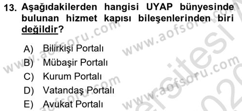 Bilgi Toplumu Ve E-Devlet Dersi Ara Sınavı Deneme Sınav Soruları 13. Soru