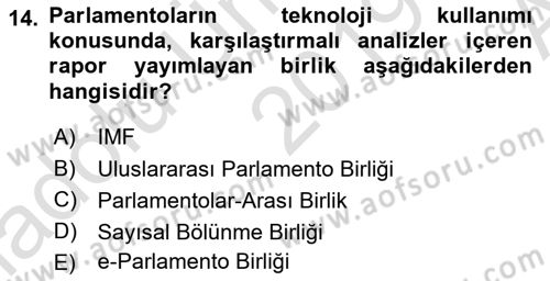 Bilgi Toplumu Ve E-Devlet Dersi Ara Sınavı Deneme Sınav Soruları 14. Soru