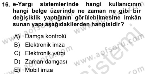 Bilgi Toplumu Ve E-Devlet Dersi Ara Sınavı Deneme Sınav Soruları 16. Soru