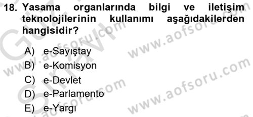 Bilgi Toplumu Ve E-Devlet Dersi Ara Sınavı Deneme Sınav Soruları 18. Soru