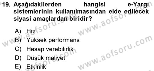Bilgi Toplumu Ve E-Devlet Dersi Ara Sınavı Deneme Sınav Soruları 19. Soru