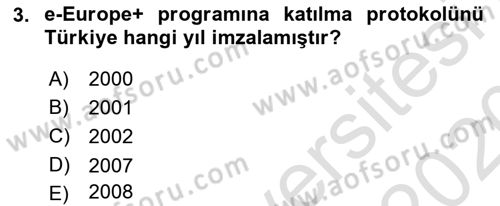 Bilgi Toplumu Ve E-Devlet Dersi 2019 - 2020 Yılı (Vize) Ara Sınav Soruları 3. Soru