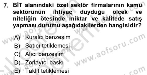 Bilgi Toplumu Ve E-Devlet Dersi Ara Sınavı Deneme Sınav Soruları 7. Soru