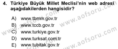 Bilgi Toplumu Ve E-Devlet Dersi 2019 - 2020 Yılı (Final) Dönem Sonu Sınav Soruları 4. Soru
