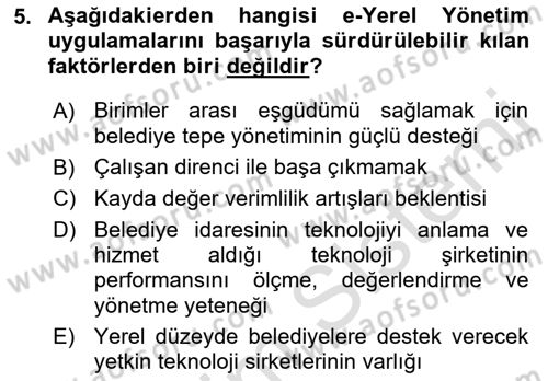 Bilgi Toplumu Ve E-Devlet Dersi 2019 - 2020 Yılı (Final) Dönem Sonu Sınav Soruları 5. Soru