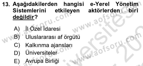 Bilgi Toplumu Ve E-Devlet Dersi 2020 - 2021 Yılı Yaz Okulu Sınavı 13. Soru