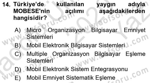 Bilgi Toplumu Ve E-Devlet Dersi 2020 - 2021 Yılı Yaz Okulu Sınavı 14. Soru