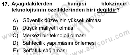 Bilgi Toplumu Ve E-Devlet Dersi 2020 - 2021 Yılı Yaz Okulu Sınavı 17. Soru