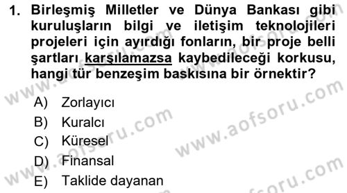 Bilgi Toplumu Ve E-Devlet Dersi 2021 - 2022 Yılı (Vize) Ara Sınavı 1. Soru