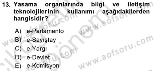 Bilgi Toplumu Ve E-Devlet Dersi 2021 - 2022 Yılı (Vize) Ara Sınav Soruları 13. Soru