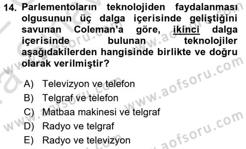 Bilgi Toplumu Ve E-Devlet Dersi 2021 - 2022 Yılı (Vize) Ara Sınav Soruları 14. Soru