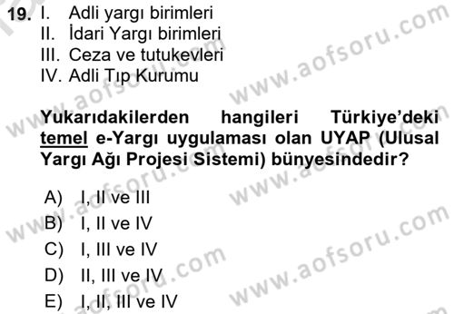 Bilgi Toplumu Ve E-Devlet Dersi 2021 - 2022 Yılı (Vize) Ara Sınav Soruları 19. Soru