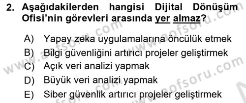 Bilgi Toplumu Ve E-Devlet Dersi 2021 - 2022 Yılı (Vize) Ara Sınavı 2. Soru