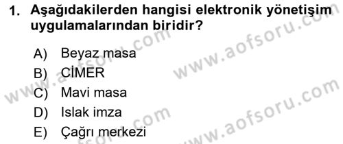 Bilgi Toplumu Ve E-Devlet Dersi 2021 - 2022 Yılı (Final) Dönem Sonu Sınav Soruları 1. Soru