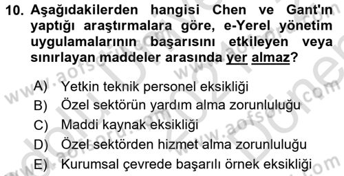 Bilgi Toplumu Ve E-Devlet Dersi 2021 - 2022 Yılı (Final) Dönem Sonu Sınav Soruları 10. Soru