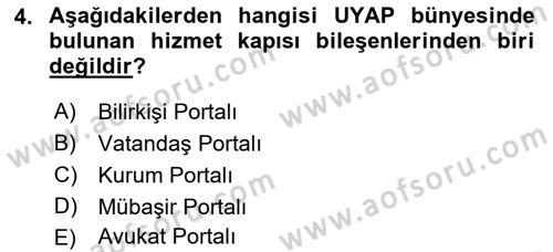 Bilgi Toplumu Ve E-Devlet Dersi 2021 - 2022 Yılı (Final) Dönem Sonu Sınav Soruları 4. Soru