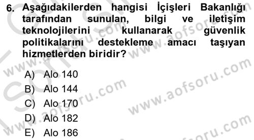 Bilgi Toplumu Ve E-Devlet Dersi 2021 - 2022 Yılı (Final) Dönem Sonu Sınav Soruları 6. Soru