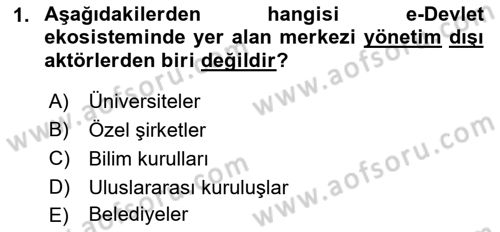 Bilgi Toplumu Ve E-Devlet Dersi 2021 - 2022 Yılı Yaz Okulu Sınav Soruları 1. Soru