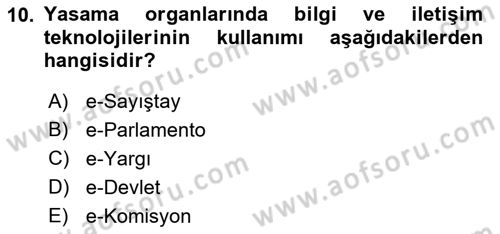 Bilgi Toplumu Ve E-Devlet Dersi 2021 - 2022 Yılı Yaz Okulu Sınav Soruları 10. Soru