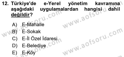 Bilgi Toplumu Ve E-Devlet Dersi 2021 - 2022 Yılı Yaz Okulu Sınav Soruları 12. Soru